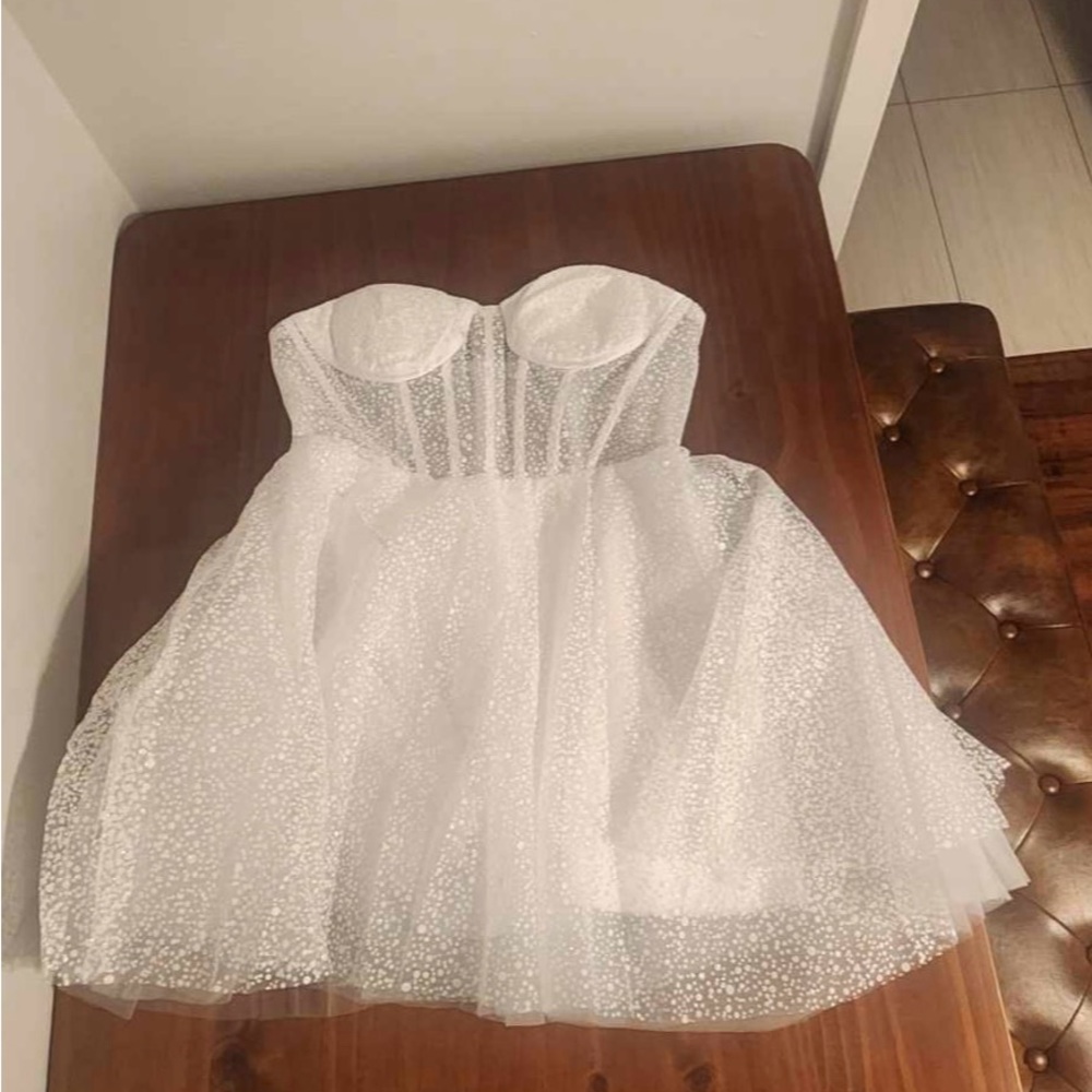 Make Me Elegant White Strapless Mini Dress